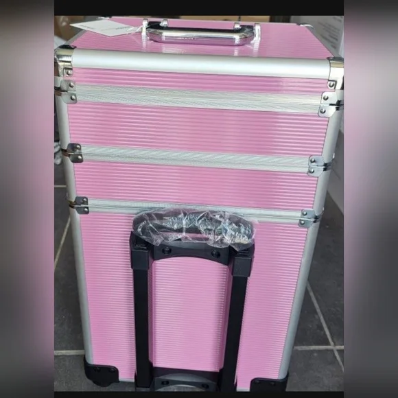 Rolling Makeup Case ExtraLarge Storage Organizer with Key Swivel Wheels Salon - Picture 11 of 12